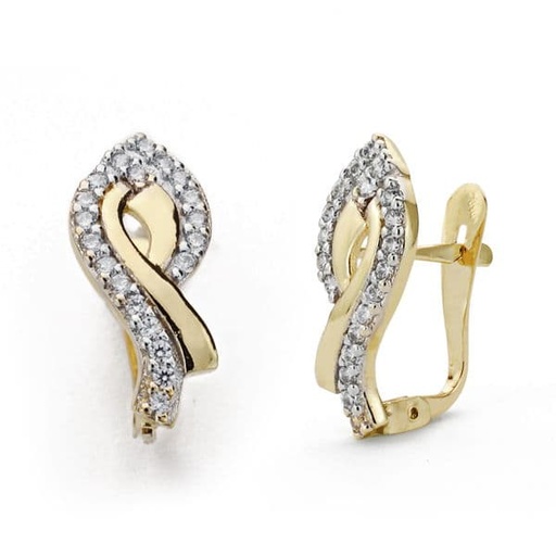 [P18415] 18K PENDIENTES ORO BICOLOR CIRCONITAS 17X8 MM