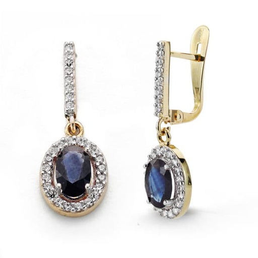 [P18494-ZA] 18K PENDIENTES ZAFIRO Y CIRCONITAS 22X7 MM