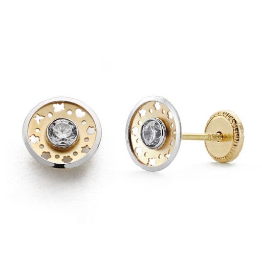 [P18521] 18K PENDIENTES ORO BICOLOR 6.5 MM CIRCONITA