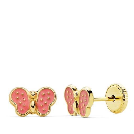 [P18529-RO] 18K PENDIENTES MARIPOSA ROSA 7X5 MM