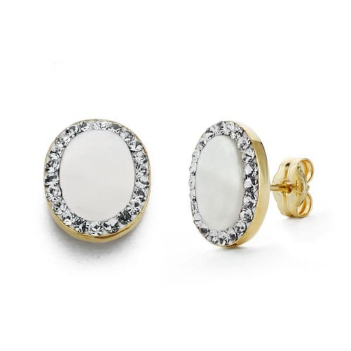 [P18535-NA] 18K PENDIENTES OVAL NACAR 10X8 MM PRESION