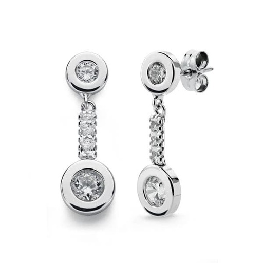 [P18550] 18K PENDIENTES ORO BLANCO CIRCONITAS 21X7 MM