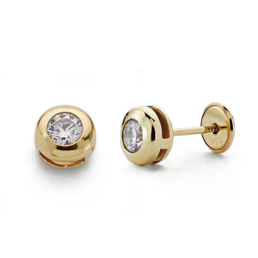 [P18571] 18K PENDIENTES ORO AMARILLO CHATON CIRCONITA 5.5 MM