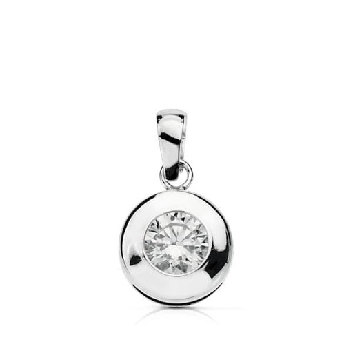 [P18576-5] 18K COLGANTE CHATON CIRCONITA ORO BLANCO 5.5 MM