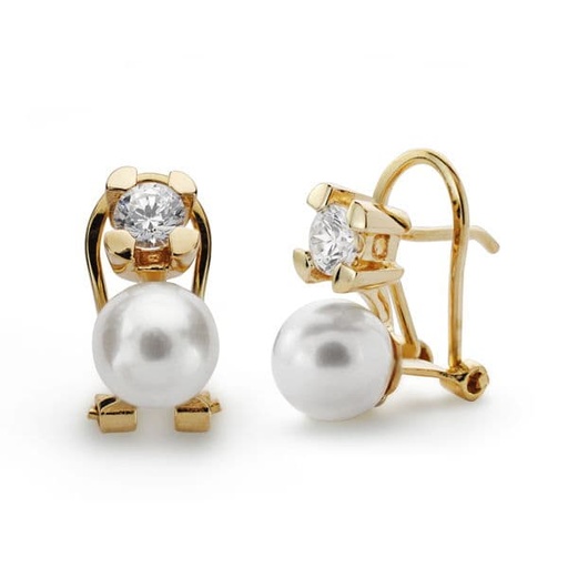 [P18584] 18K PENDIENTES GARRA PERLA CULTIVADA 7-7.5 MM