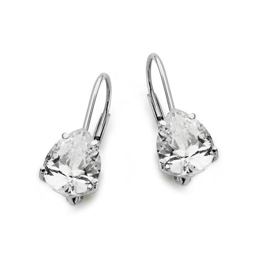 [P18591] 18K PENDIENTES CIRCONITA PERA ORO BLANCO 20X7 MM