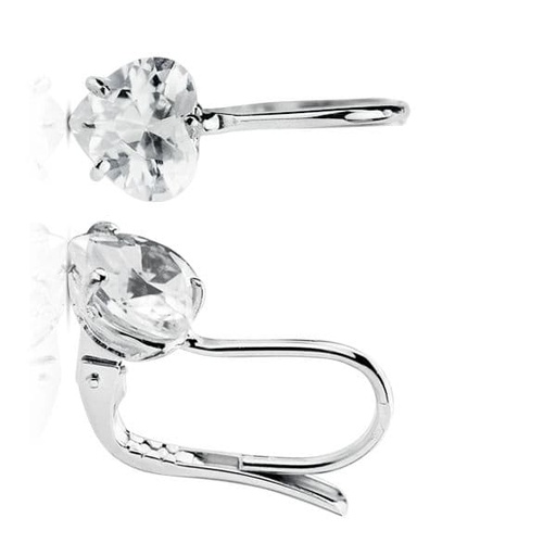 [P18593] 18K PENDIENTES ORO BLANCO PIEDRA CORAZON 7X7 MM