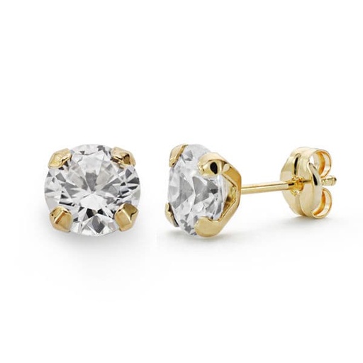 [P18600-OA] 18K PENDIENTES ORO AMARILLO GARRAS CIRCONITAS 7 MM