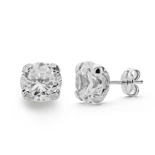 [P18600-OB] 18K PENDIENTES ORO BLANCO GARRAS CIRCONITAS 7X7 MM