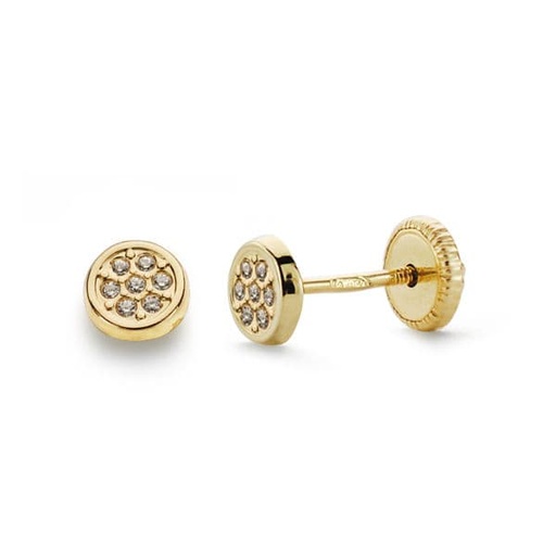 [P18633] 18K PENDIENTES ORO AMARILLO REDONDO CIRCONITAS 4.5 MM