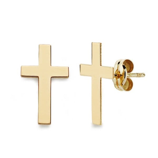 [P18636] 18K PENDIENTES CRUZ. 12X7 MM