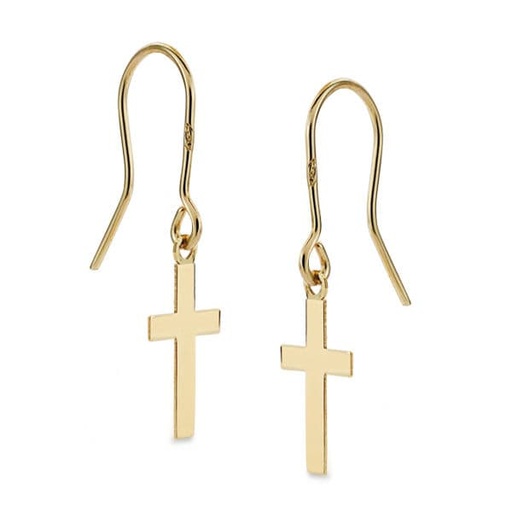 [P18638] 18K PENDIENTES CRUZ LISA 12X7 MM