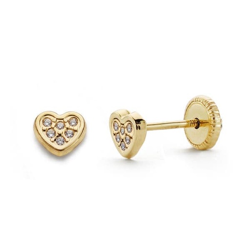 [P18648] 18K PENDIENTES ORO AMARILLO CORAZON CIRCONITAS 5X4 MM