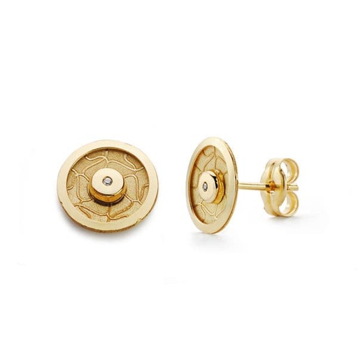 [P18654] 18K PENDIENTES ORO AMARILLO REDONDO CIRCONITA 8.5 MM