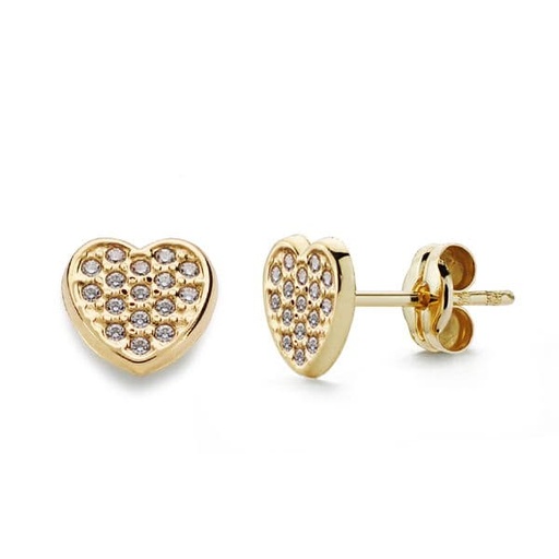 [P18657] 18K PENDIENTES ORO AMARILLO CORAZON CIRCONITAS 7X7 MM