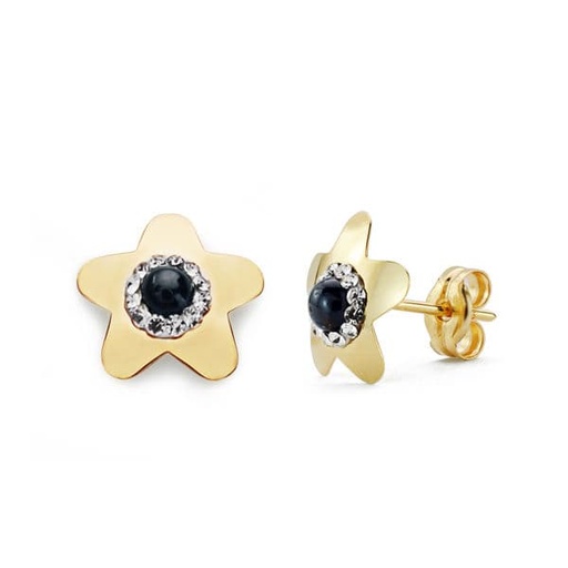[P18678-ZA] 18K PENDIENTES ESTRELLA ZAFIRO. 10X10 MM
