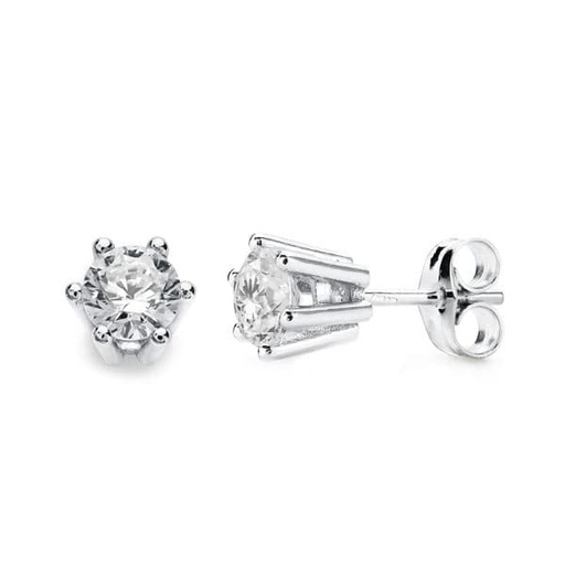 [P18684-1OB] 18K PENDIENTES GARRAS ORO BLANCO 6X6 MM