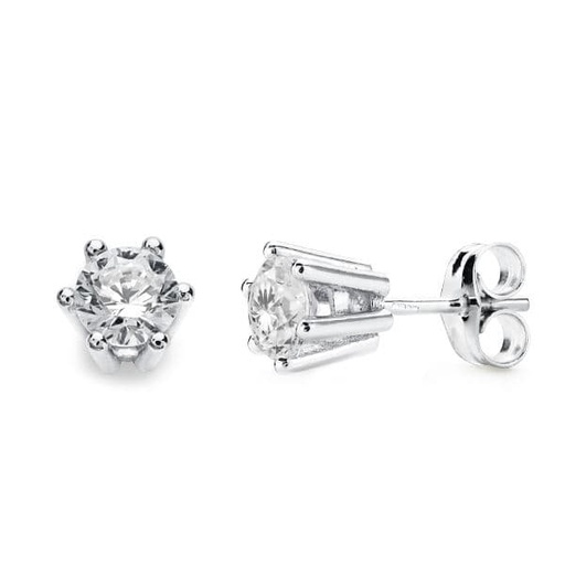 [P18685-1OB] 18K PENDIENTES GARRAS ORO BLANCO 6.5X6.5 MM