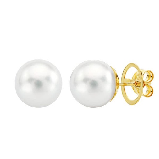 [P18690] 18K PENDIENTES PERLA AUSTRALIANA 10.5 A 11 MM