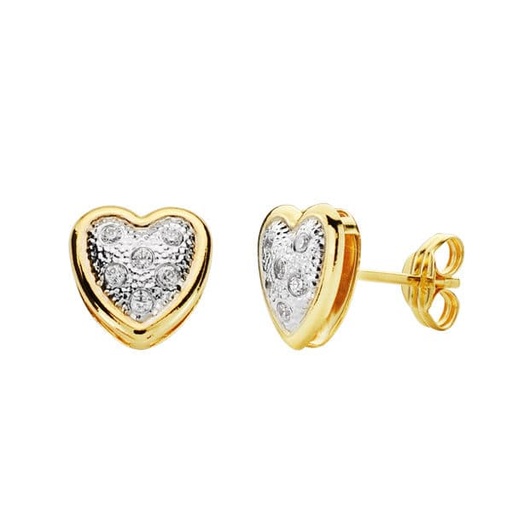 [P18691] 18K PENDIENTES CORAZON CIRCONITAS 8X8 MM