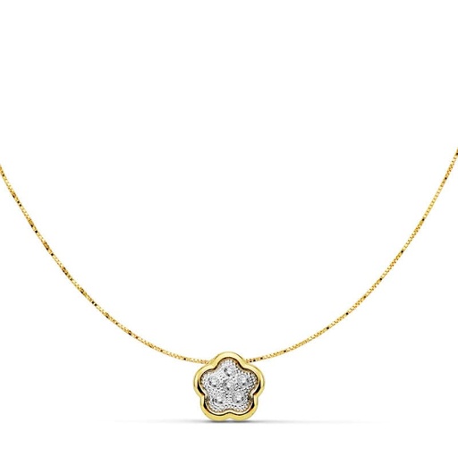 [P18692-3] 18K COLGANTE FLOR 8X8 MM CADENA 42CM