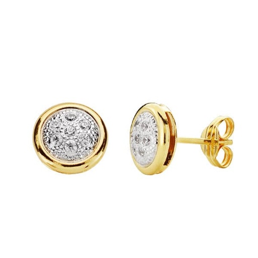 [P18694] 18K PENDIENTES REDONDOS CIRCONITAS 8 MM
