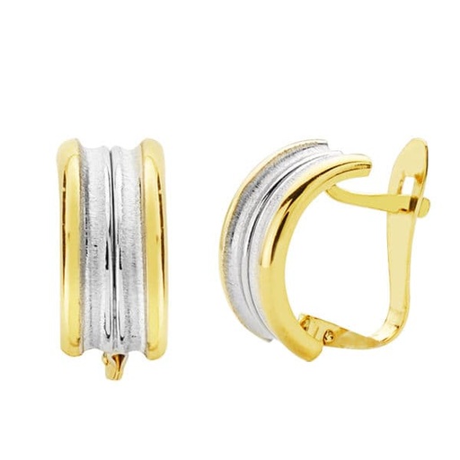 [P18700] 18K PENDIENTES ORO BICOLOR BANDAS 12X5 MM
