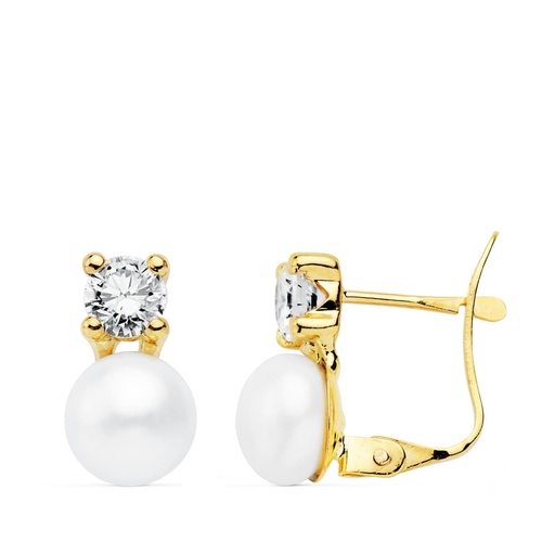 [P18721-OA] 18K PENDIENTES TU Y YO. 11X6.5 MM CIRCONITA