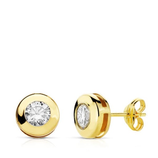 [P18727] 18K PENDIENTES ORO AMARILLO CHATON 7 MM CIRCONITA