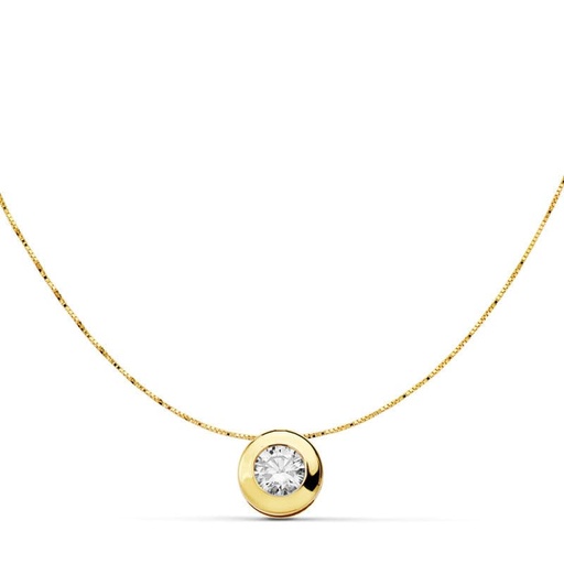 [P18727-3] 18K COLGANTE CHATON 7 MM CADENA 42 CM
