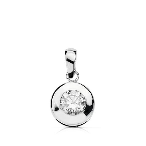 [P18728-5] 18K COLGANTE ORO BLANCO CHATON 7 MM CIRCONITA