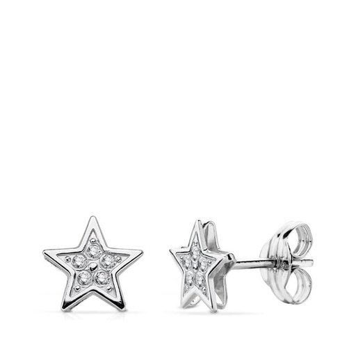 [P18737] 18K PENDIENTES ORO BLANCO ESTRELLA 6.5X6.5 MM