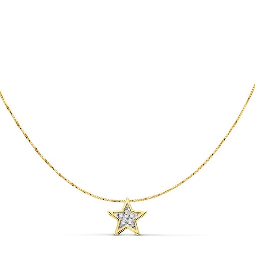 [P18738-3] 18K GARGANTILLA ESTRELLA 6X6 MM CADENA 42 CM