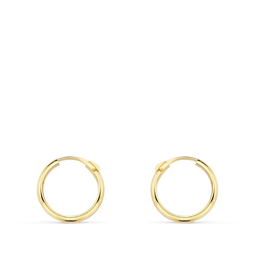 [P18741] 18K AROS ORO AMARILLO MEDIA CAÑA LISOS LIGEROS. 12X2 MM