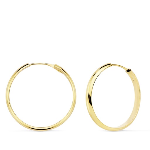 [P18742] 18K AROS ORO AMARILLO MEDIA CAÑA LISOS LIGEROS 23X3 MM