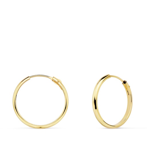 [P18743] 18K AROS ORO AMARILLO MEDIA CAÑA LISOS LIGEROS 18X2 MM