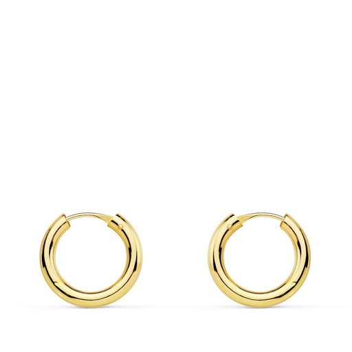 [P18745] 18K AROS ORO AMARILLO REDONDOS LISOS LIGEROS 12X2 MM