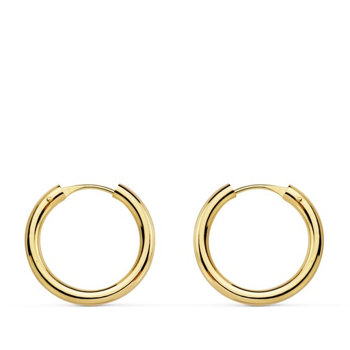 [P18747] 18K AROS ORO AMARILLO REDONDOS LISOS LIGEROS 16X2 MM