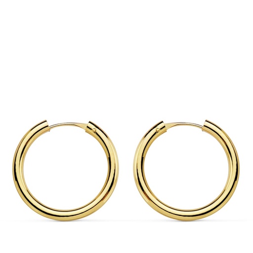 [P18748] 18K AROS ORO AMARILLO REDONDOS LISOS LIGEROS 18X2 MM