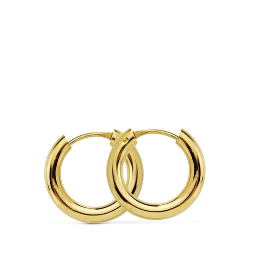 [P18750] 18K AROS ORO AMARILLO REDONDOS LISOS LIGEROS 14X2.5 MM