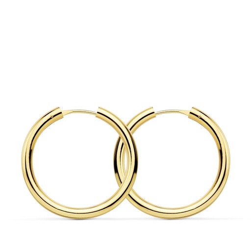 [P18754] 18K AROS ORO AMARILLO REDONDOS LISOS LIGEROS 24X2.5 MM