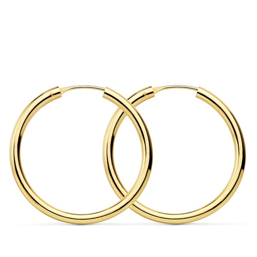 [P18755] 18K AROS ORO AMARILLO REDONDOS LISOS LIGEROS 30X2.5 MM