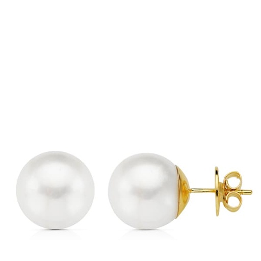 [P18777] 18K PENDIENTES PERLA AUSTRALIANA 12-12.5 MM
