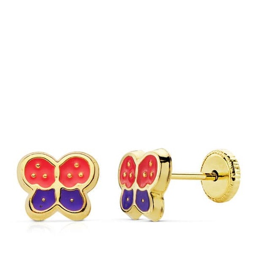 [P18791RO/MA] 18K PENDIENTES ORO AMARILLO MARIPOSAS 8X7 MM ROSAMALVA