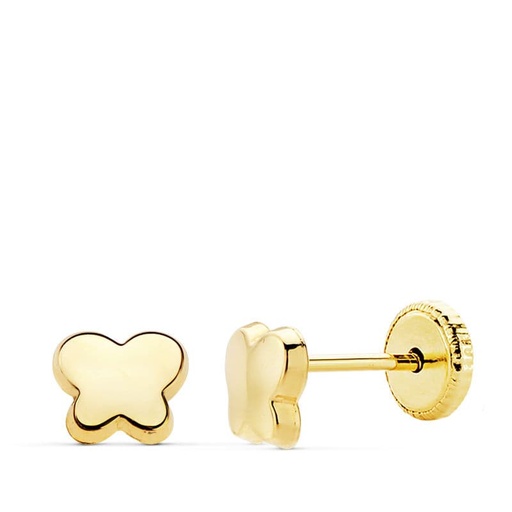 [P18800] 18K PENDIENTES ORO AMARILLO MARIPOSA LISA 5.5X4.5 MM