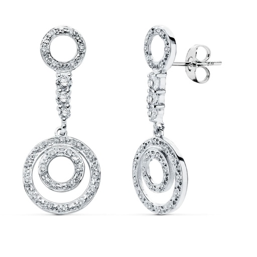 [P18814] 18K PENDIENTES LARGOS ORO BLANCO CIRCONITAS