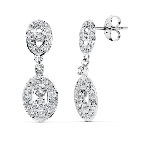[P18816] 18K PENDIENTES ORO BLANCO CIRCONITAS PRESION
