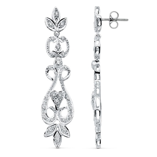 [P18820] 18K PENDIENTES ORO BLANCO CIRCONITAS PRESION