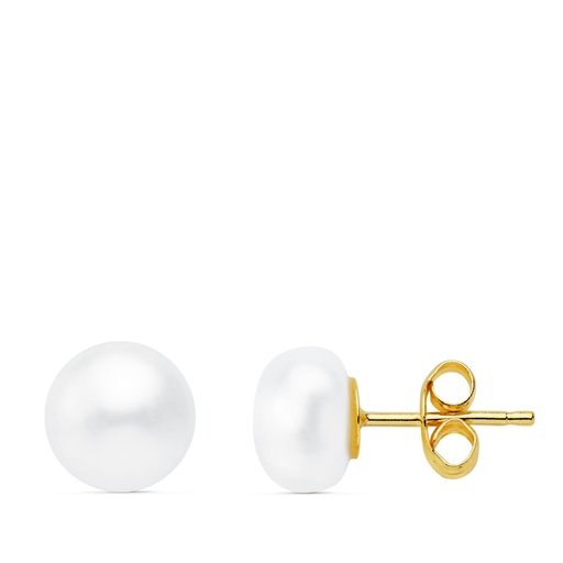 [P18826] 18K PENDIENTES PERLA BOTON 7 MM PRESION