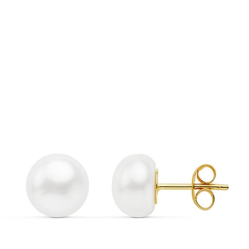 [P18838] 18K PENDIENTES ORO AMARILLO PERLA BOTON 8-8.5 MM